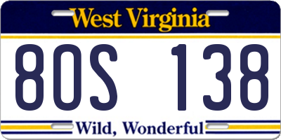 WV license plate 8OS138