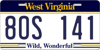 WV license plate 8OS141