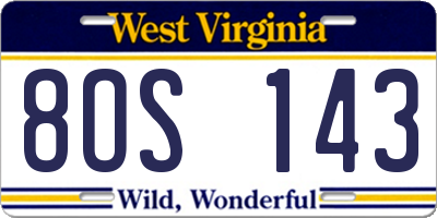 WV license plate 8OS143