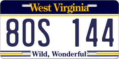 WV license plate 8OS144