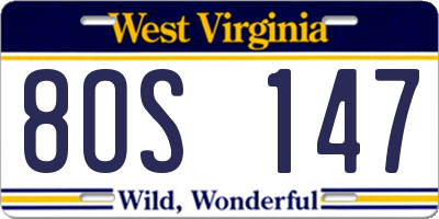 WV license plate 8OS147