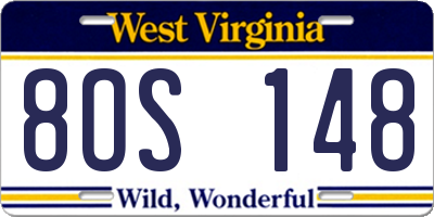 WV license plate 8OS148