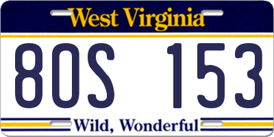 WV license plate 8OS153
