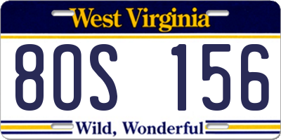 WV license plate 8OS156