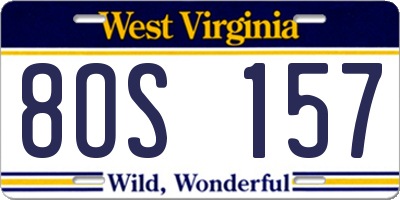 WV license plate 8OS157