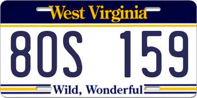 WV license plate 8OS159