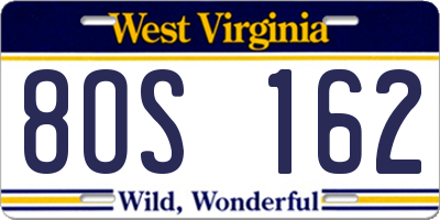 WV license plate 8OS162