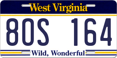 WV license plate 8OS164