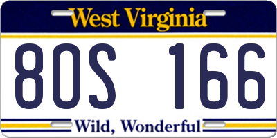 WV license plate 8OS166