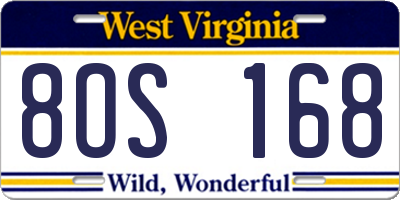 WV license plate 8OS168