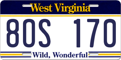 WV license plate 8OS170