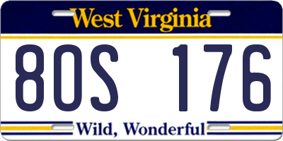 WV license plate 8OS176
