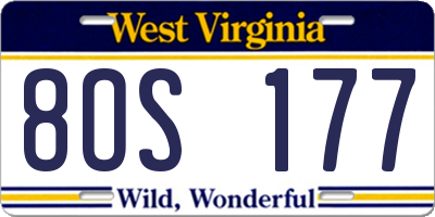 WV license plate 8OS177