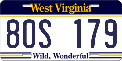 WV license plate 8OS179