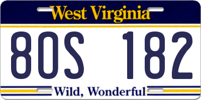 WV license plate 8OS182