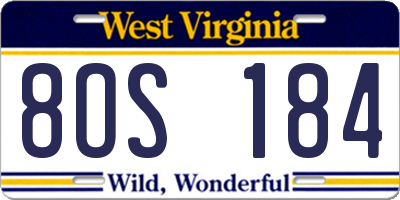 WV license plate 8OS184