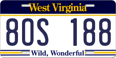 WV license plate 8OS188