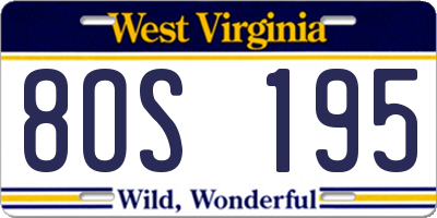 WV license plate 8OS195