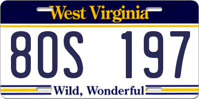 WV license plate 8OS197