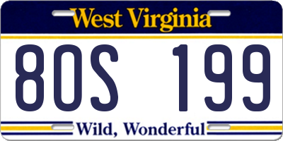 WV license plate 8OS199