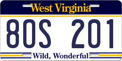 WV license plate 8OS201