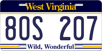 WV license plate 8OS207