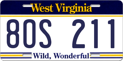 WV license plate 8OS211