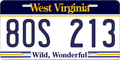 WV license plate 8OS213