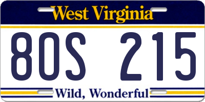 WV license plate 8OS215