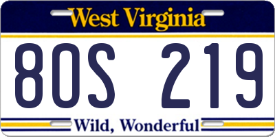 WV license plate 8OS219