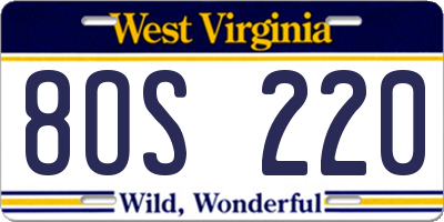 WV license plate 8OS220