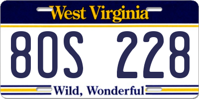 WV license plate 8OS228