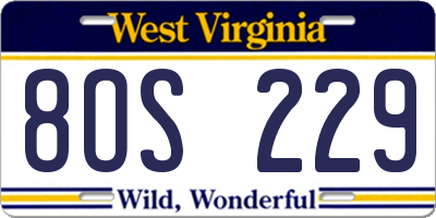 WV license plate 8OS229