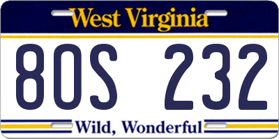 WV license plate 8OS232