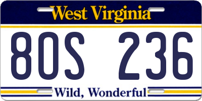 WV license plate 8OS236