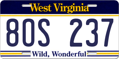 WV license plate 8OS237