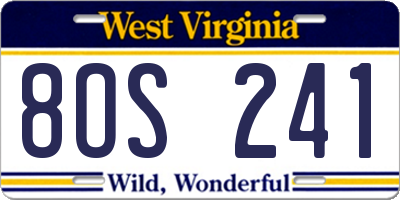 WV license plate 8OS241