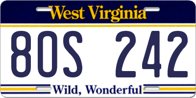 WV license plate 8OS242