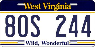 WV license plate 8OS244