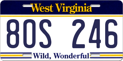 WV license plate 8OS246