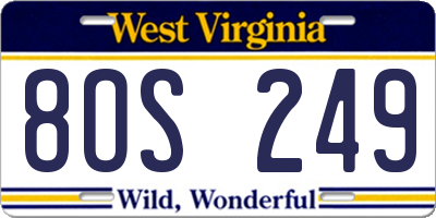 WV license plate 8OS249