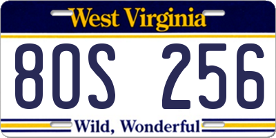 WV license plate 8OS256