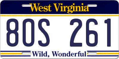 WV license plate 8OS261