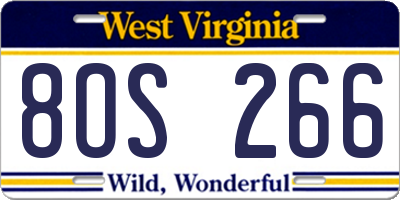 WV license plate 8OS266