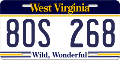 WV license plate 8OS268