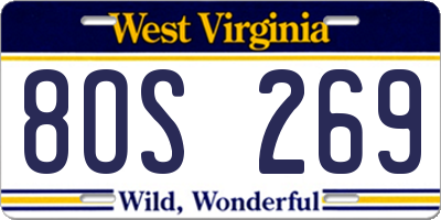 WV license plate 8OS269