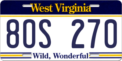 WV license plate 8OS270