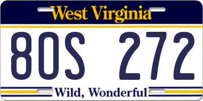 WV license plate 8OS272
