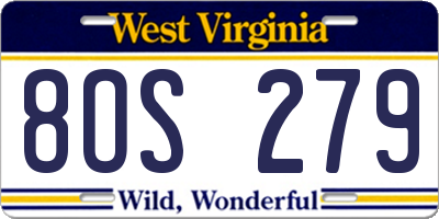 WV license plate 8OS279