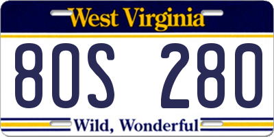 WV license plate 8OS280